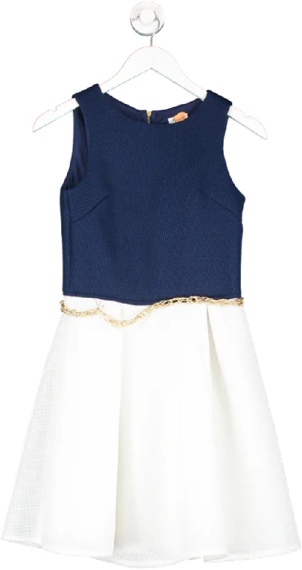 David Charles Blue Block Colour Swing Dress With Chain Detail 14 Years Tunics Luxurious high-end David Charles Blue Block Colour Swing Dress With Chain Detail 14 Years Tunics Luxurious high-end