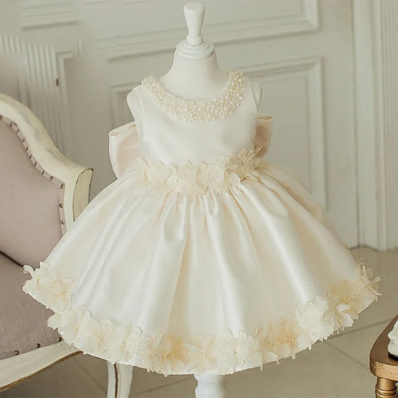 Baby Girl Baptism Dress Girl Sleeveless Beaded Floral Princess Party Formal Dress Tunics Yoga stretchy Baby Girl Baptism Dress Girl Sleeveless Beaded Floral Princess Party Formal Dress Tunics Yoga stretchy