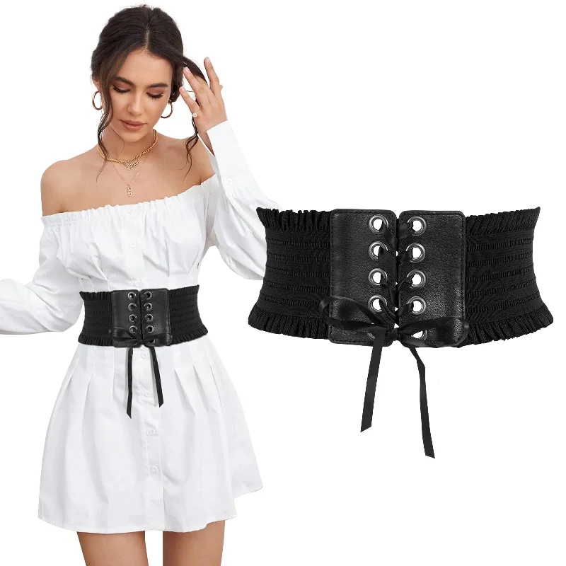 JASGOOD Women Wide Elastic Lace-up Waist Belt,Tied Costume Corset Waist Belt for Dress Tunics Recommended stylist JASGOOD Women Wide Elastic Lace-up Waist Belt,Tied Costume Corset Waist Belt for Dress Tunics Recommended stylist