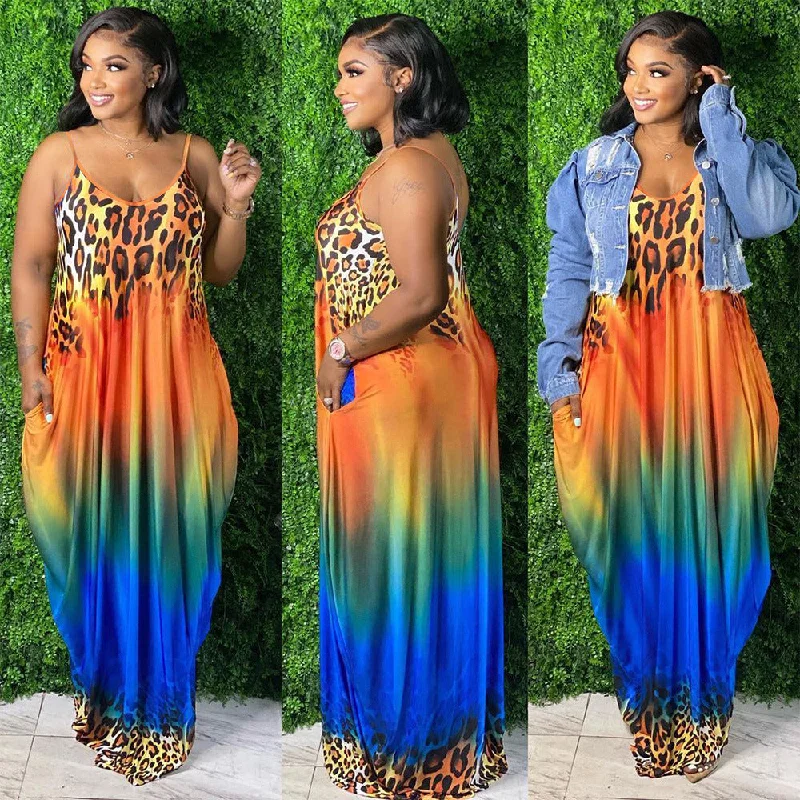 Leopard Print Gradient Loose Fashion Dress (CL10214) Bodycon Club Sequined