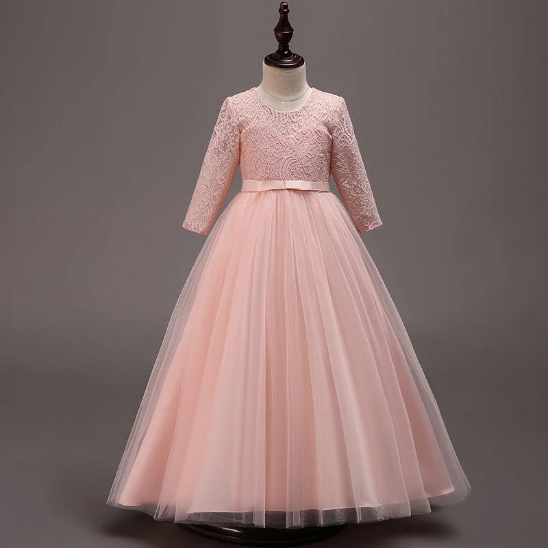 Girl First Communion Dress Children Formal Long Sleeve Elegant Princess Pageant Dress Tunics Timeless classic Girl First Communion Dress Children Formal Long Sleeve Elegant Princess Pageant Dress Tunics Timeless classic