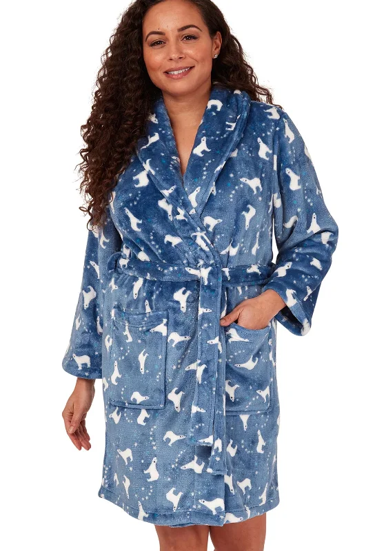 Indigo Sky Polar Bear Fleece Wrap Dressing Gown, Ocean Blue Tunics Recommended stylist Indigo Sky Polar Bear Fleece Wrap Dressing Gown, Ocean Blue Tunics Recommended stylist
