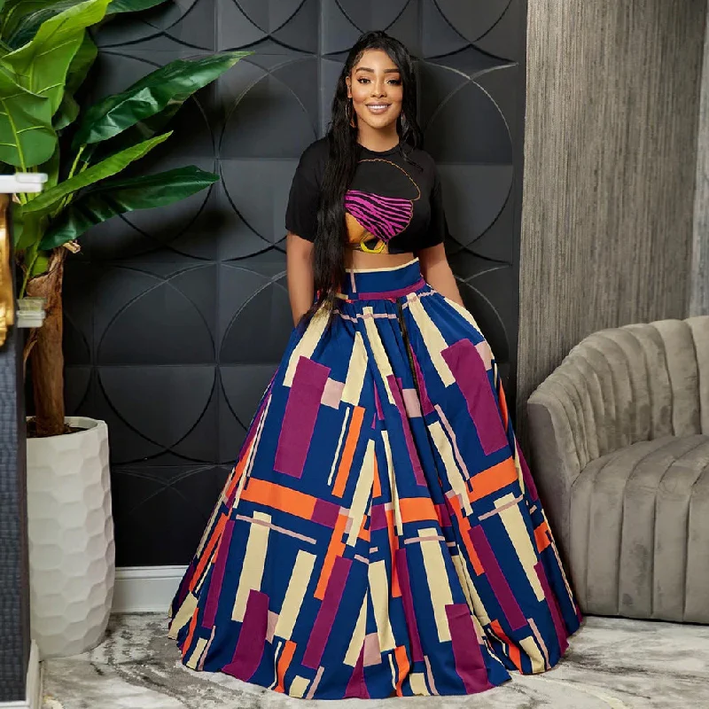 Midriff-Baring Top with Large Swing Side Slit Mid-Length Dress Set (CL10516) Tunics Stylish elegant Midriff-Baring Top with Large Swing Side Slit Mid-Length Dress Set (CL10516) Tunics Stylish elegant