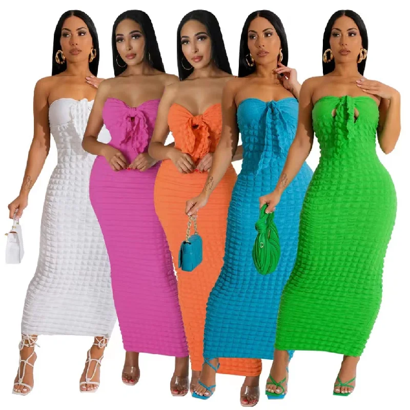 Popcorn Bubble Tube Top Package Hip Dress（CL11582） Tunics Stylish modern