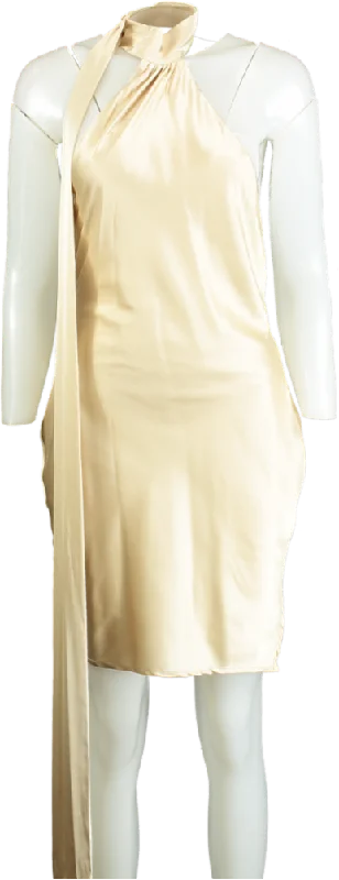 SIMMI Beige Halter Neck Satin Dress UK 10 Tunics Custom made