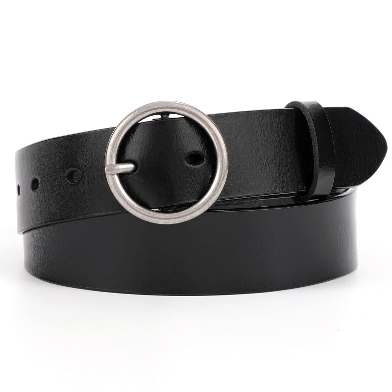 Women Casual Dress Belt Fashion Leather Belt with O Ring Buckle for Jeans Pants Crew Neckline Sporty Women Casual Dress Belt Fashion Leather Belt with O Ring Buckle for Jeans Pants Crew Neckline Sporty