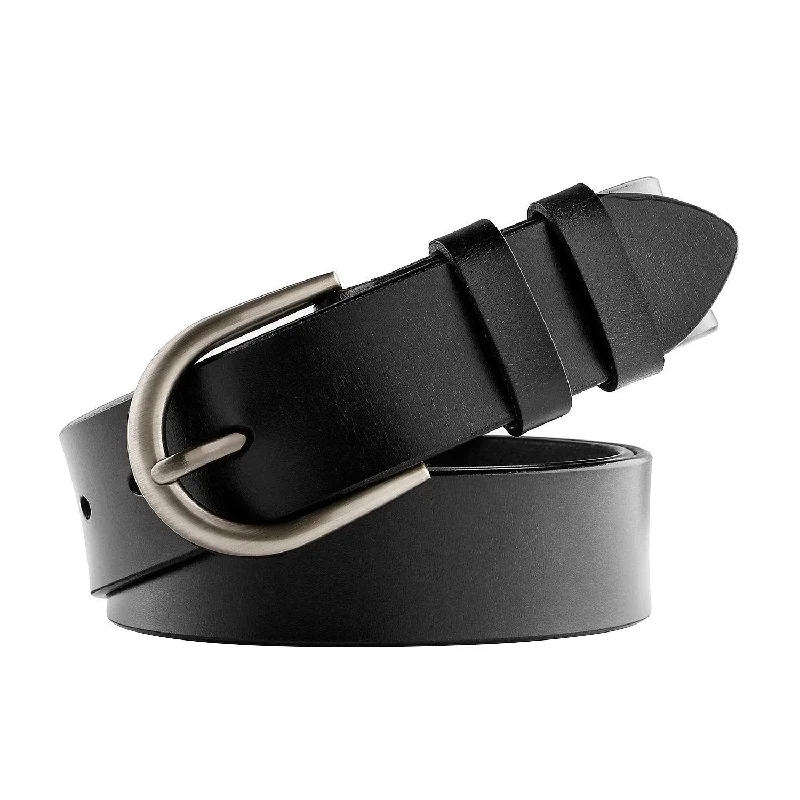 Women Leather Belt for Pants Dress Jeans Waist Belt with Brushed Alloy Buckle Tunics Short Trendy Women Leather Belt for Pants Dress Jeans Waist Belt with Brushed Alloy Buckle Tunics Short Trendy