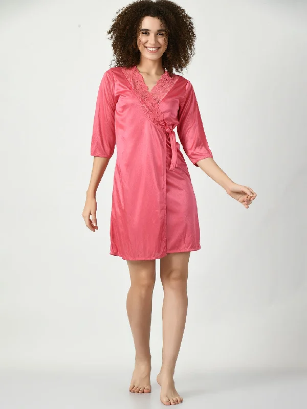 Women's Satin Pink Nightdress - Legit Affair Tunics Sophisticated sleek