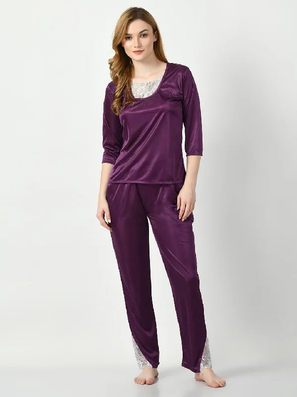 Women's Satin Purple Nightdress - Legit Affair Tunics Bestseller popular